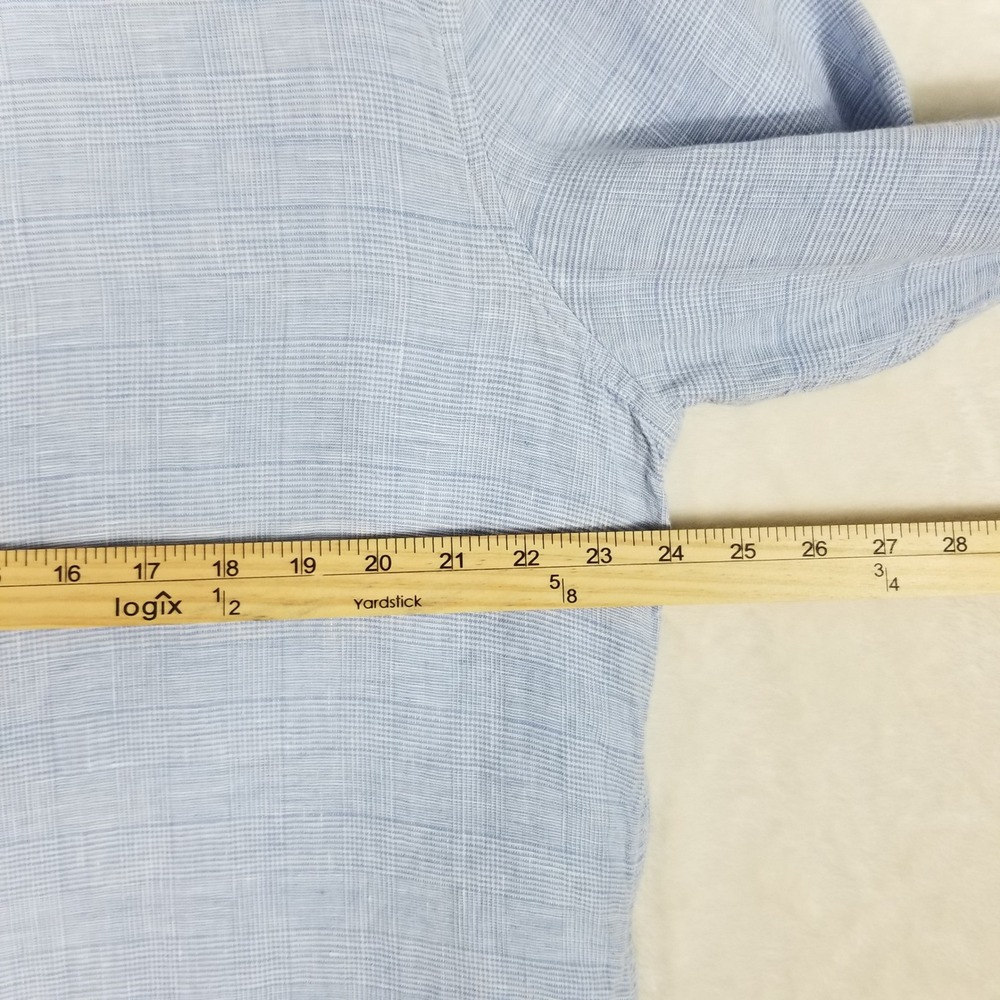 Banana Republic Button Down Men XL Blue Tailored Slim Linen Long Sleeve Shirt - Picture 6 of 8